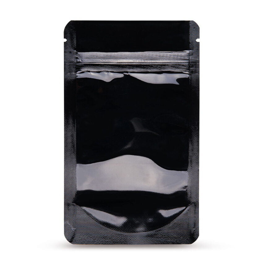Doypacks couleur noir brillant M (100 g environ) 130 x 70 x 225