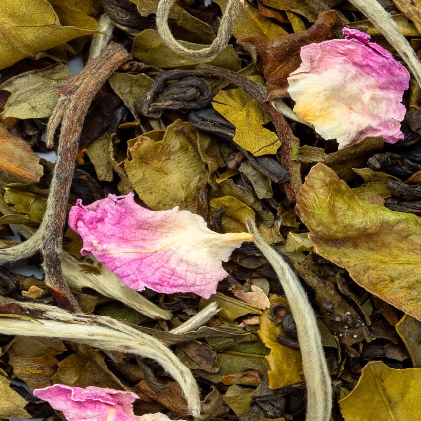 Thé Blanc Rose Vanillée Bio saveur Rose et Vanille en vrac par Made in Thé - Vue zoomée
