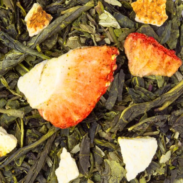 Thé Vert L'enchanteur Saveur Fraise Groseille Fleur de Sureau par Made in Thé - Vue zoomée