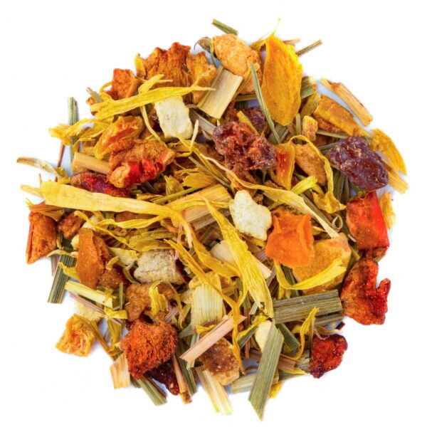 Tisane Rose matin Bio Saveur Orange et Pamplemousse par Made in Thé - Vue de haut