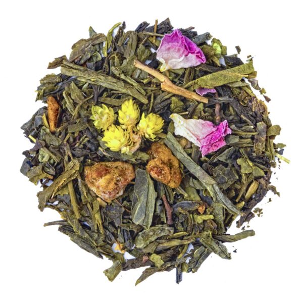 Thé Vert Rose Immortelle Bio saveur Rose par Made in Thé - Vue de haut