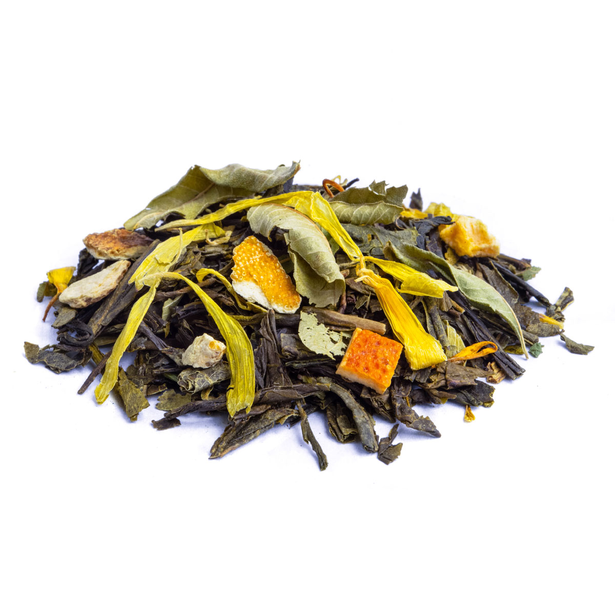 Thé Vert Douceur d’Agrumes Bio saveur Mandarine et Pamplemousse par Made in Thé - Vue de côté