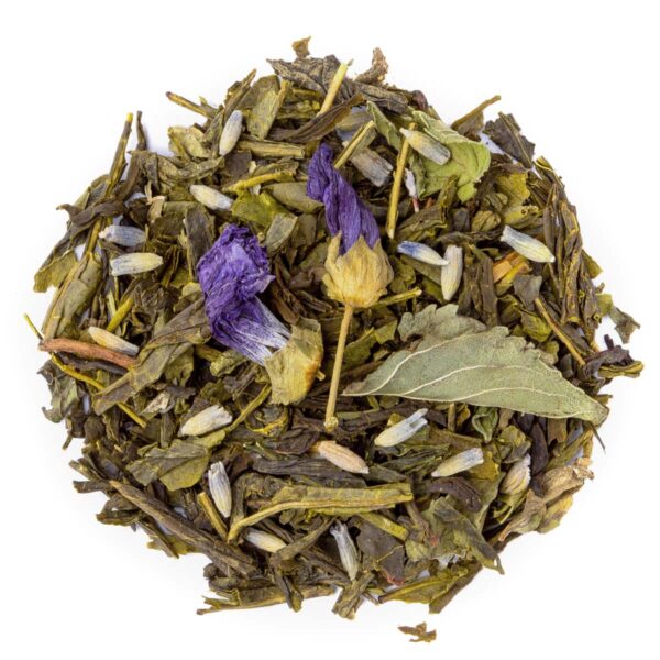 Thé Vert Jardin de Lavande Bio saveur Lavande et Menthe par Made in Thé - Vue de haut