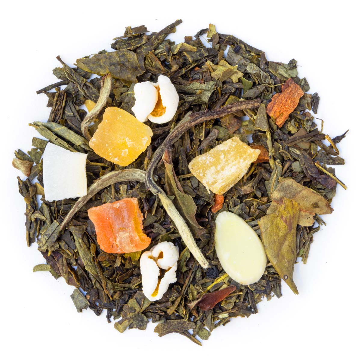 Thé Vert Éclat d’Amandes saveur Amande et Framboise par Made in Thé - Vue de haut