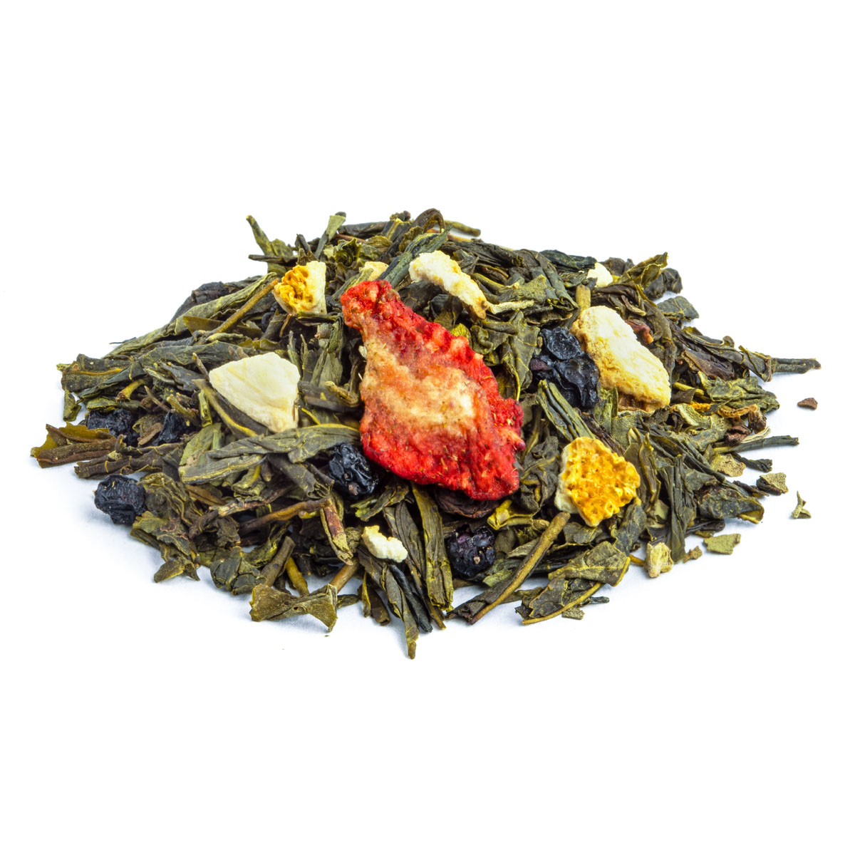 Thé Vert L'enchanteur Saveur Fraise Groseille Fleur de Sureau par Made in Thé - Vue de côté